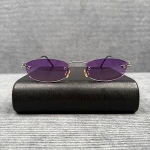 Lancetti 2109 Rimless Y2k Sunglasses Purple Lens Silver Metal Frame Vintage